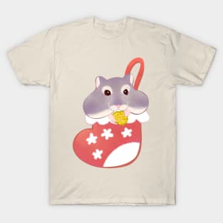 Hamster in a Christmas Stocking Munching Away T-Shirt